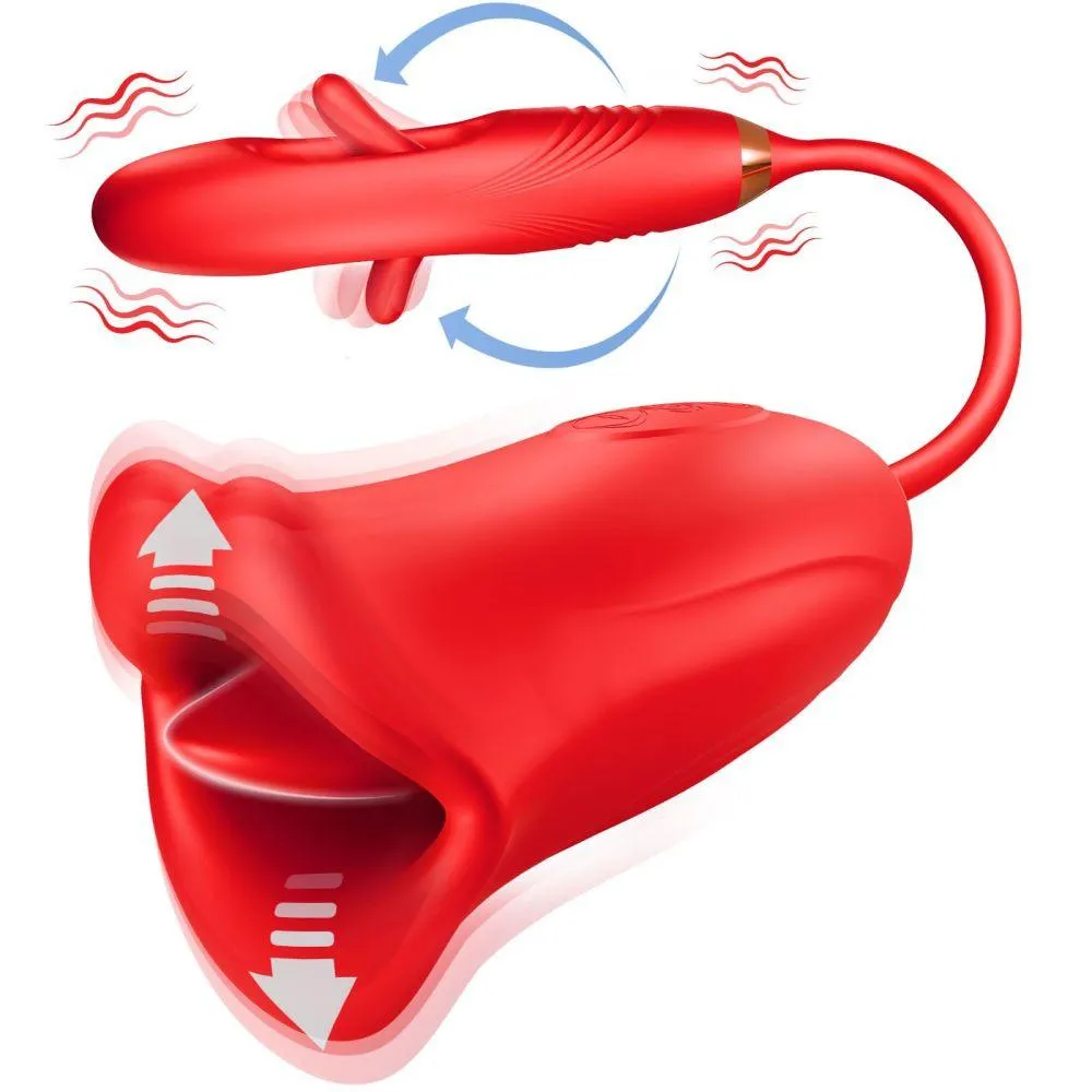 Vibrating Flapping Dildo Vibrator Female Oral Sex Toy with 10 Kissing Patterns