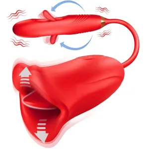 Vibrating Flapping Dildo Vibrator Female Oral Sex Toy with 10 Kissing Patterns