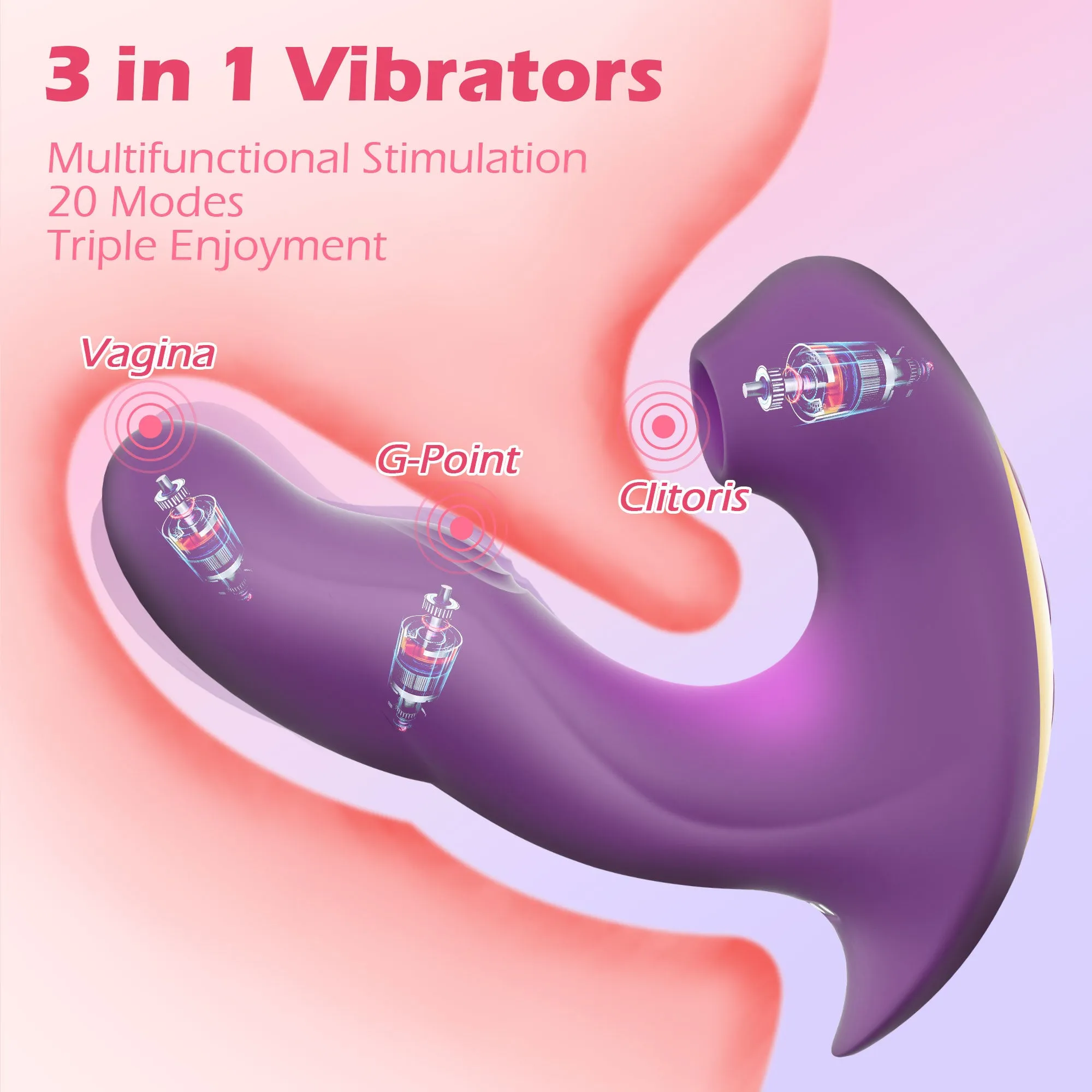 Vibrator for Women, AMOVIBE 3 in 1 Vibrator with 10 Vibration & 5 Licking Modes, Rechargeable Sex Toy for Women G Spot Vibrator Pleasure, Adult Sex Toys for Women and Couple