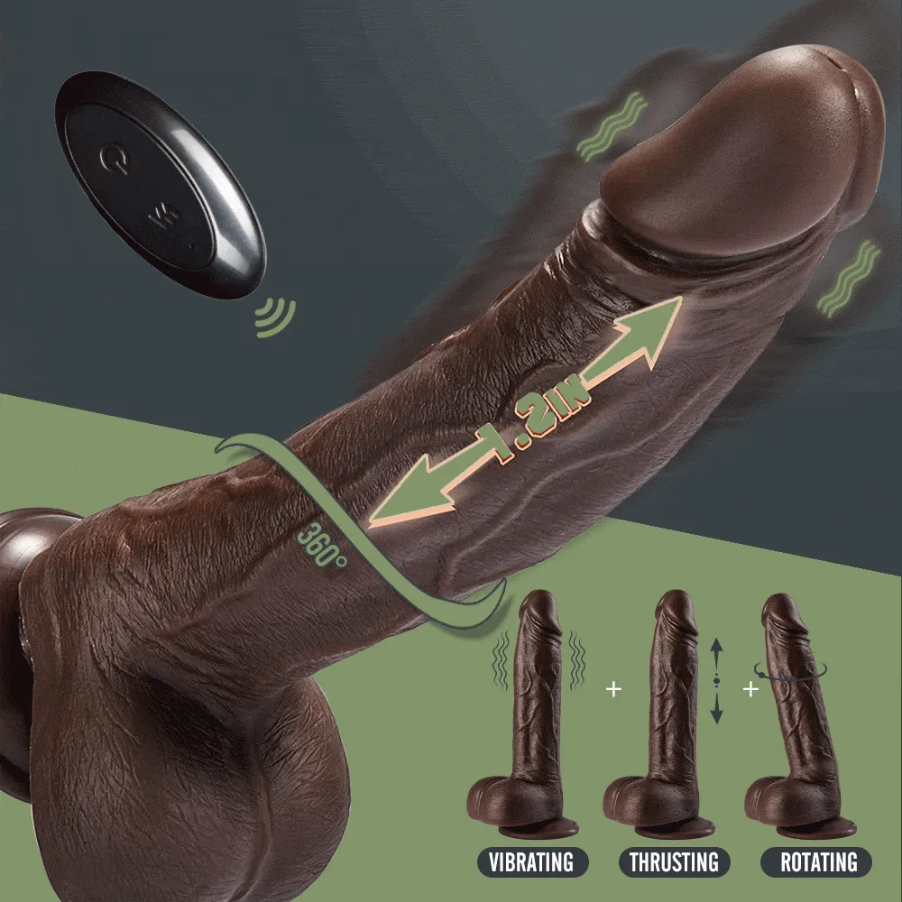 Wireless Remote Control 5 Thrusting 10 Vibrating Rotating Dildo BBC